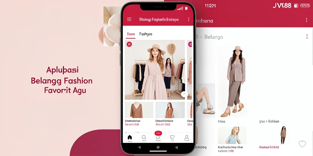 Tampilan antarmuka aplikasi JV88 yang modern dan user-friendly untuk belanja fashion.